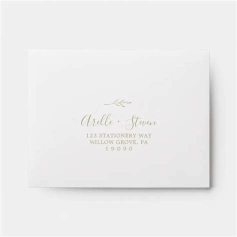 Minimal Leaf Gold Self Addressed RSVP Envelope Zazzle