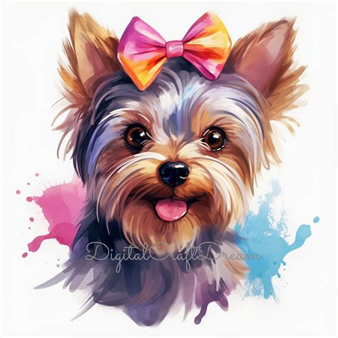 Yorkie Girl Clipart, 12 High Quality Jpgs, Clipart Pet, Card Making