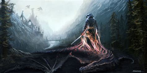 Online crop | ninja near castle wallpaper, dovahkiin, The Elder Scrolls V: Skyrim, fan art ...