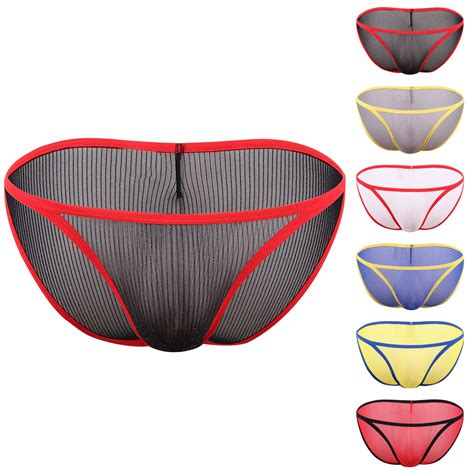 Dovford Mens Bikini Briefs Soft Breathable Bulge Pouch Underwear Micro Mesh Panties Scrunch Butt