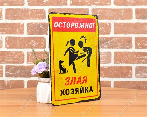 Табличка «Осторожно, Злая хозяйка»