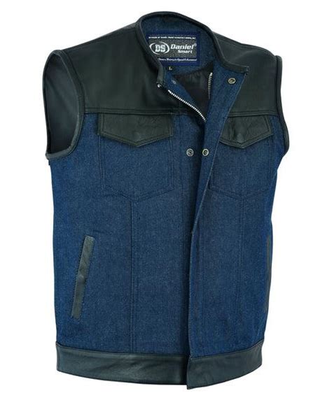 Motorcycle Denim Vests Black Denim Biker Vests Mara Leather