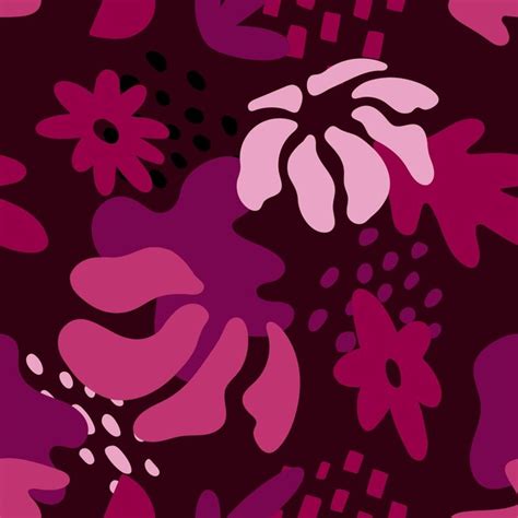 Flores abstractas de patrones sin fisuras estampado geométrico magenta