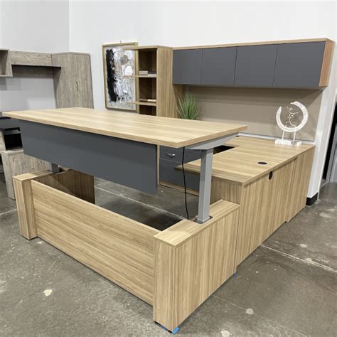 Deskmakers Ascend Standing Height Adjustable U Desk Set