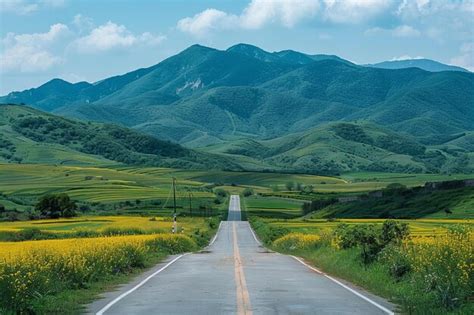 Road Leading Into Distance Premium Ai Generated Image