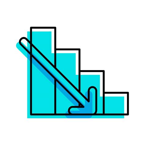 decreasing  diagram chart bar outline blue icon vector illustration