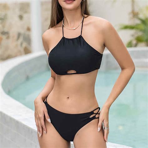 Wyongtao Women High Wasited Bikini Shoulder Strap Piece High Cut