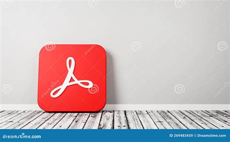 Adobe Acrobat App Icon On Wooden Floor Against Wall Editorial Stock