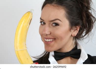 Pretty Girl Banana Condom Brunette White Stock Photo 262599692 Shutterstock