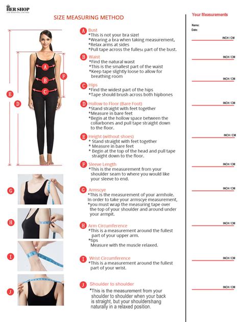 How To Measure Your Size For A Dress Her Shop