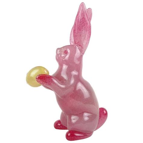 Murano Large Pink Bubbles Bunny Rabbit Gold Leaf Egg Italian Art Glass Sculpture For Sale At 1stdibs