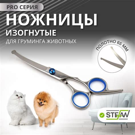 Ножницы для стрижки и груминга собак изогнутые STEFAN (Штефан), GSC1265 ...