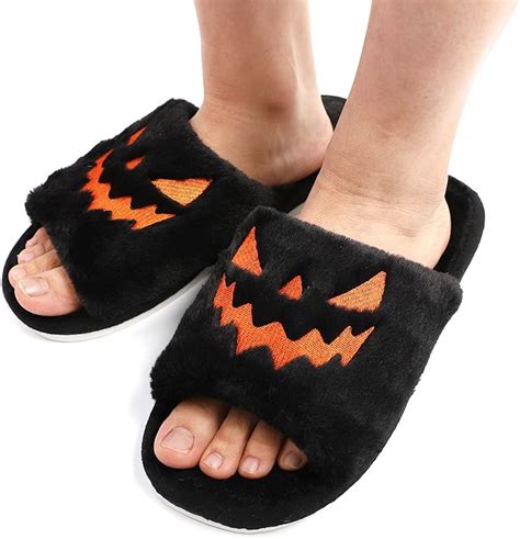 Spooky Slides Halloween Slippers Jack O Lantern Pumpkin