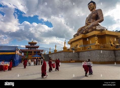 thimphu bhutan october   buddha dordenma statue   hills