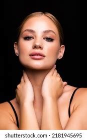 Pretty Petite Brunette Standing Nude On Stock Photo