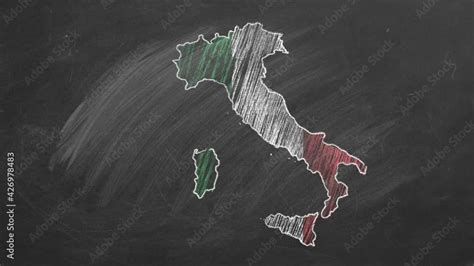 Italy Chalk drawn and animated map with flag vídeo de Stock Adobe Stock