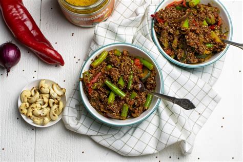 Wok aux légumes et quinoa rouge Terrasana Positive Eating