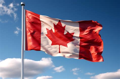 Premium Photo Canadian Pride In Motion 3D Flag Soaring Under A Sky