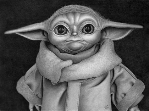 Grogubaby Yodathe Child Graphite Pencil Drawing Print Etsy