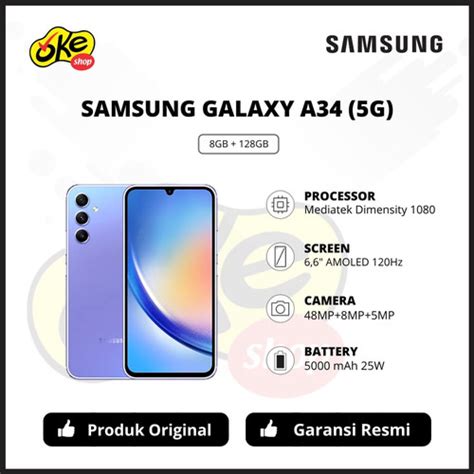 Jual Samsung Galaxy A34 5G 8GB 128GB Garansi Resmi SEIN Kota