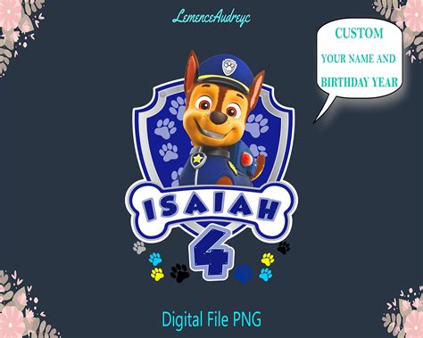 Chase Paw Patrol Birthday PNG Paw Patrol Birthday Boy Png | Etsy