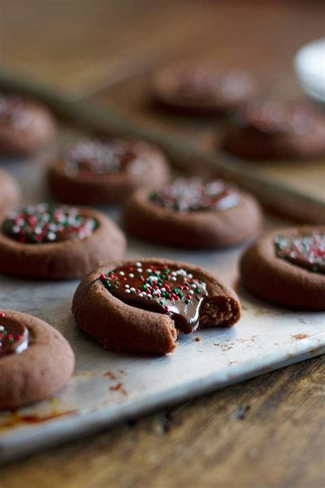 Mini Chocolate Thumbprint Cookies Recipe Pinch Of Yum