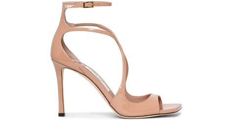 Jimmy Choo Azia 95 Patent Nude Sandals In Metallic Lyst
