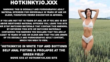 Hotkinkyjo In White Top And Bottoms Self Anal Fisting Prolapse At The Green Field