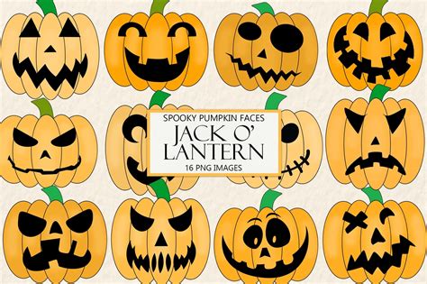 Jack O Lantern Pumpkin Face Clipart Graphic By Digital Attic Studio