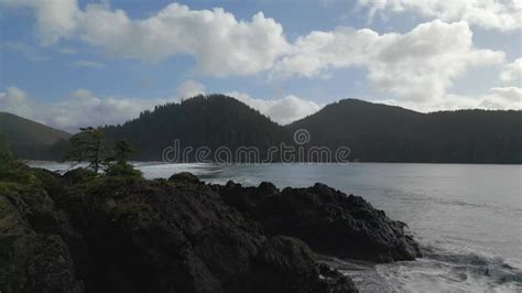 Sandy Beach On Pacific Ocean Coast View Sunny Blue Sky Stock Footage