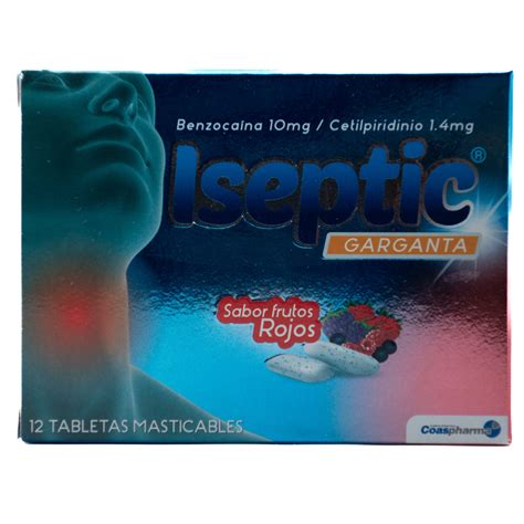 ISEPTIC GARGANTA FRUTOS ROJOS X 12 TABLETAS MASTICABLES Farma Chex