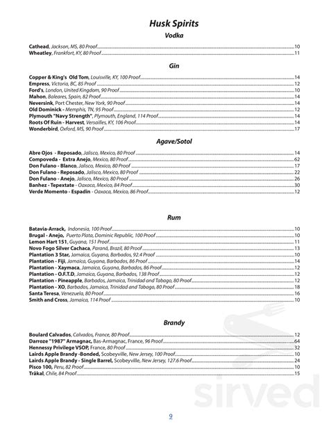 Husk menus in Nashville, Tennessee, United States