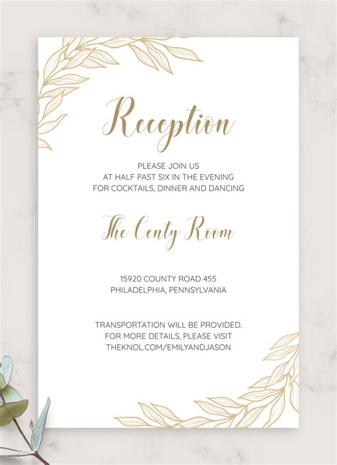 Download Printable Golden Elegant Wedding Invitation Suite PDF