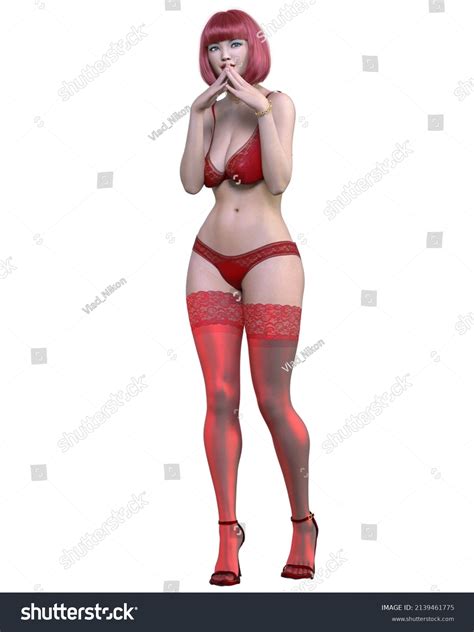 D Beautiful Sexy Woman Red Lingerie Stock Illustration Shutterstock