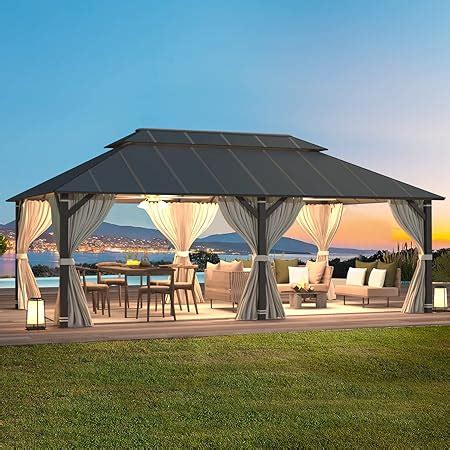 Amazon MELLCOM Hardtop Gazebo 12 X 20 Wooden Finish Coated