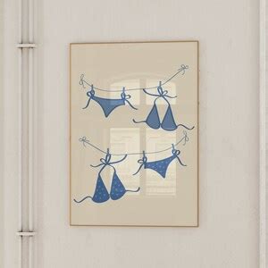 Bikini Endless Summer Print Trendy Coastal Wall Art Coconut Girl Decor Coastal Cowgirl Blue