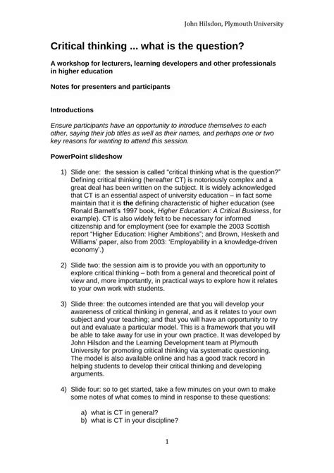 critical thinking    question thinking