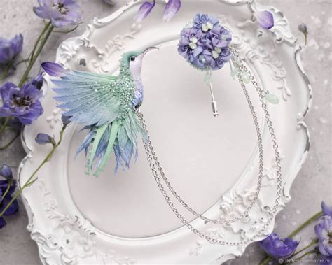 Парная брошь - птица колибри. Халлербос - купить или заказать в ...