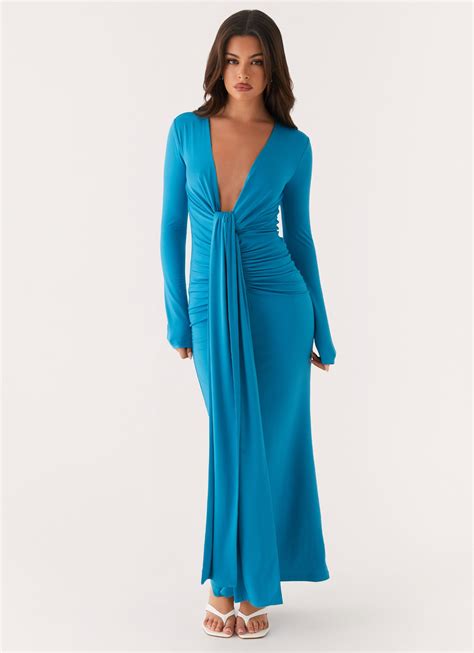 Miesha Long Sleeve Maxi Dress - Blue – Peppermayo UK