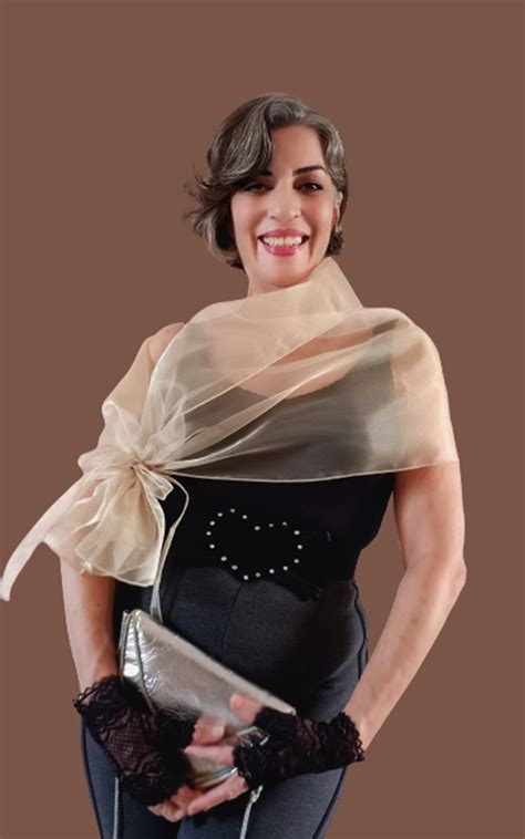 Echarpe Bolero Nude Bege Pérola Dourado Busto 99cm Elo7