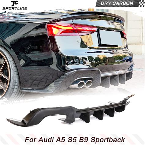 Rear Bumper Diffuser Lip Spoiler For Audi S5 B9 5 2020 2023 Real Dry