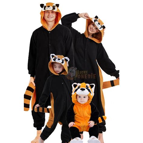 Red Panda Onesie Pajamas Cute Family Halloween Costume Animal Onesies ...