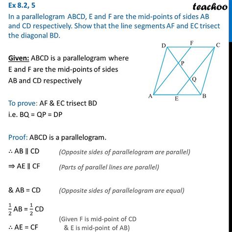 Ex In A Parallelogram Abcd E And F Are Mid Points