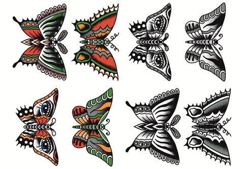 Flash Sheet With Butterfly Tattoos I Design Oliver Brechensbauer