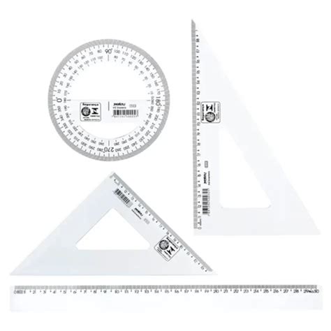 Conjunto Desenho Grau R Gua Esquadro Transferidor Waleu Lupel