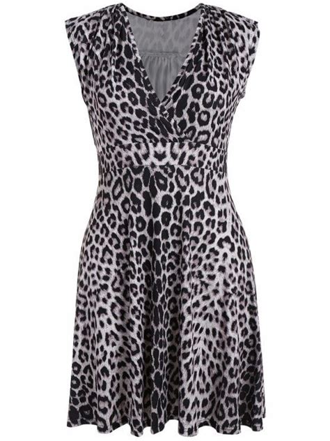 Plus Size Leopard Print Surplice Dress Black Leopard Print Plus Size