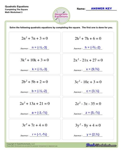 Completing The Square Worksheets Math Monks Worksheets Library