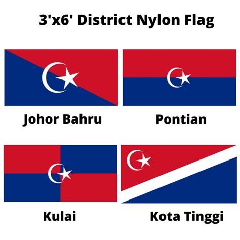 3'X6' BENDERA DAERAH JOHOR BAHRU,KOTA TINGGI,PONTIAN,KULAI DISTRICT NYLON/POLYSTER FLAG | Lazada