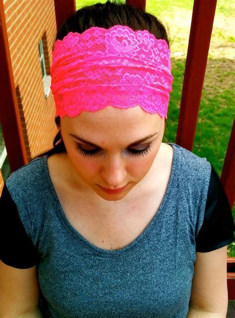 Wide Stretch Lace Headband In Hot Pink Lace Headbands Stretch Lace