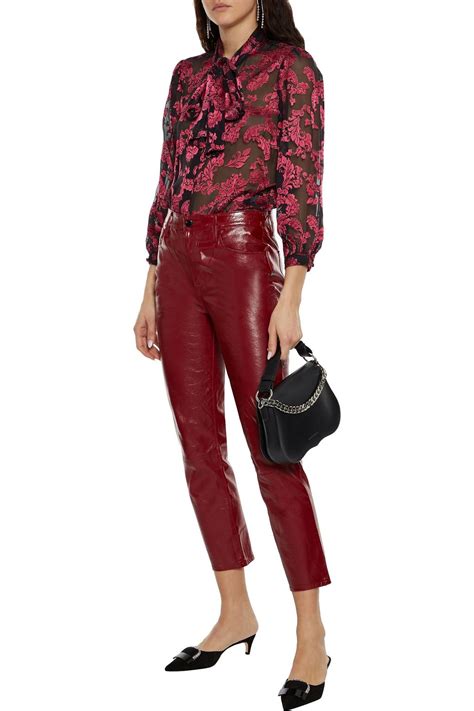 ALICE OLIVIA Jeannie Pussy Bow Burnout Satin Blouse THE OUTNET